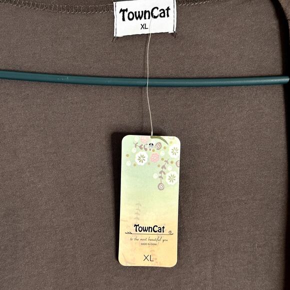 Towncat Brown Cardigan  Size XL - NWT with Pockets Closet Staple Basic Solid - Picture 5 of 9